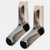 秋田絵画の – かわいいオリジナルドッグアート ソックス (左)