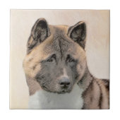 秋田絵画の – かわいいオリジナルドッグアート タイル (正面)