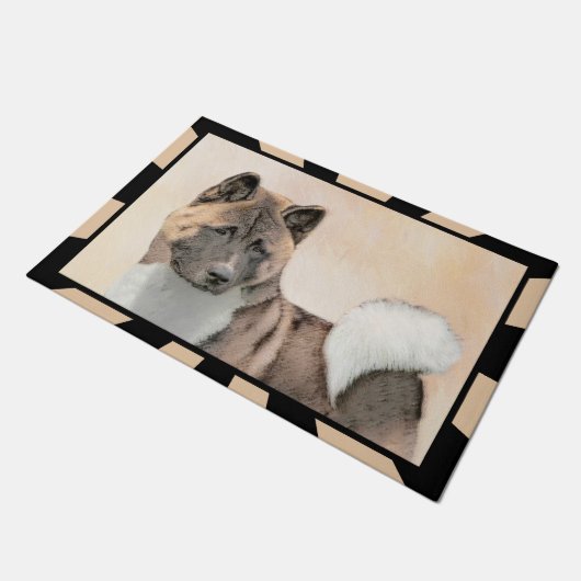 秋田絵画の – かわいいオリジナルドッグアート ドアマット (アングル)