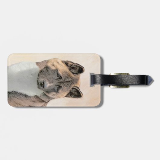 秋田絵画の – かわいいオリジナルドッグアート ラゲッジタグ (裏面横)