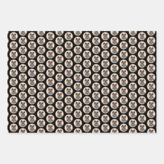 秋田絵画の – かわいいオリジナルドッグアート ラッピングペーパーシート (正面3)