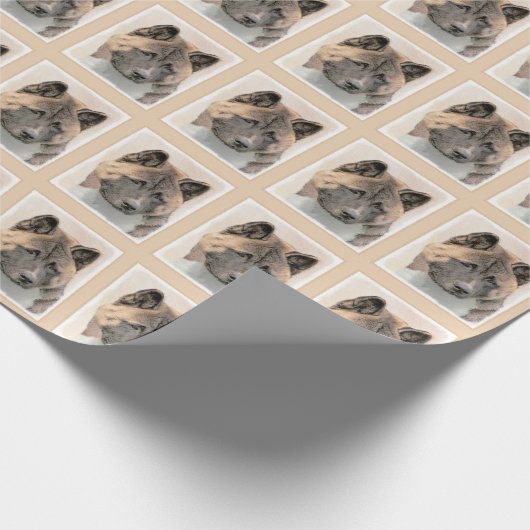 秋田絵画の – かわいいオリジナルドッグアート ラッピングペーパー (角)