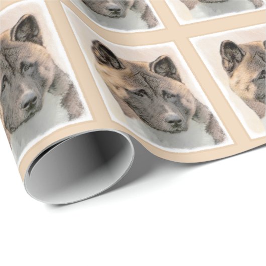 秋田絵画の – かわいいオリジナルドッグアート ラッピングペーパー (ロールコーナー)