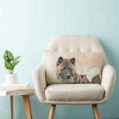 秋田絵画の – かわいいオリジナルドッグアート ランバークッション (椅子)