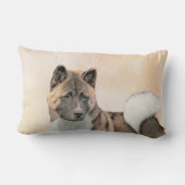 秋田絵画の – かわいいオリジナルドッグアート ランバークッション (裏面)