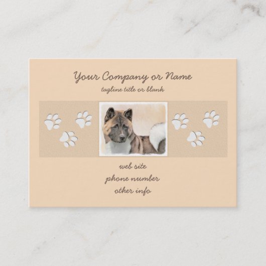秋田絵画の – かわいいオリジナルドッグアート 名刺 (正面)