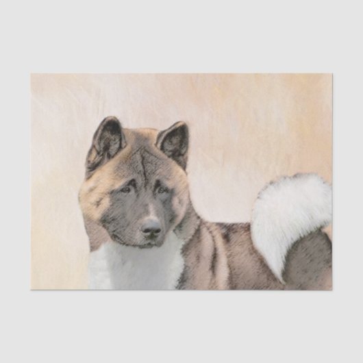 秋田絵画の – かわいいオリジナルドッグアート 薄葉紙 (正面)