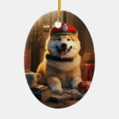 秋田警察のペットポートレート、愛犬家への贈り物 セラミックオーナメント (正面)