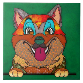 秋田醜い犬顔陶芸瓦 タイル