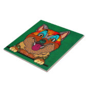 秋田醜い犬顔陶芸瓦 タイル (側面)