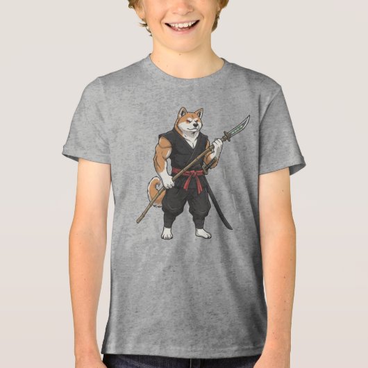 秋田闘犬の冒険 トライブレンドTシャツ (正面)