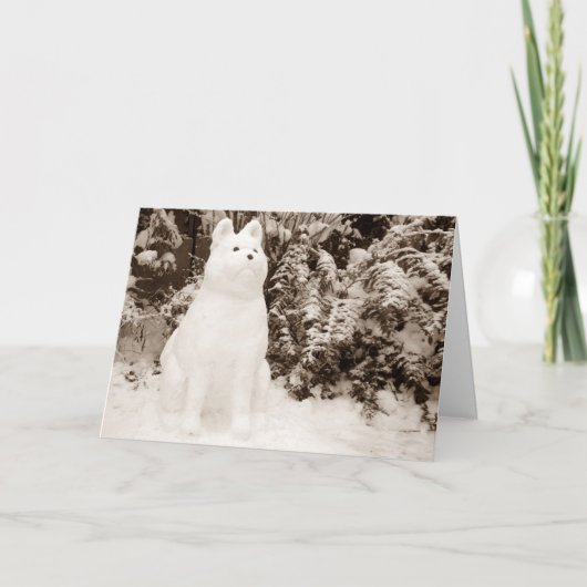 秋田雪だるまおもしろい風景雪のシーンのクリスマス シーズンカード (正面)