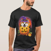 秋田魔女かぼちゃハロウィンの犬の恋人の衣装 Tシャツ (正面)