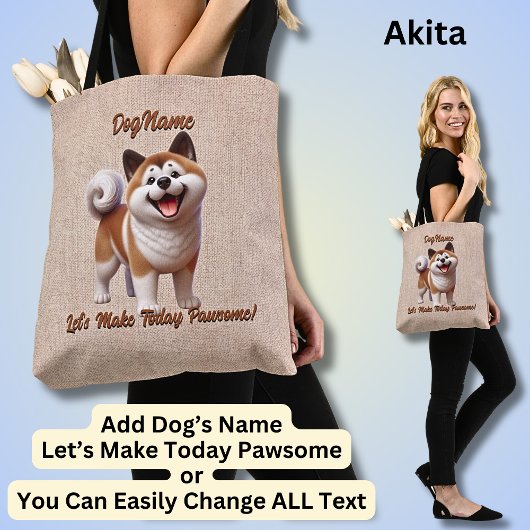 秋田 – 犬の名前を追加、変更文字 トートバッグ