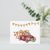 秋男の子の赤ちゃんシャワーカボチャありがとうノートカード ポストカード (スタンド正面)