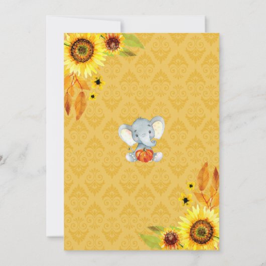 秋男の赤ちゃんシャワー招待ひまわり象 招待状 (裏面)
