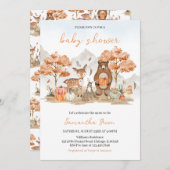 秋男女兼用ウッドランドベビーシャワー 招待状 (正面/裏面)