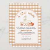 秋男女兼用間抜けグースベイビーシャワー 招待状 (正面/裏面)