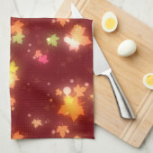 秋白熱［赤熱］光を放つカラフルカエデ葉茶色オレンジ キッチンタオル (四つ折り)