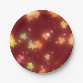 秋白熱［赤熱］光を放つカラフルカエデ葉茶色オレンジ ペーパープレート (正面)