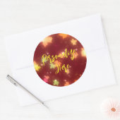 秋白熱［赤熱］光を放つカラフルカエデ葉茶色オレンジ ラウンドシール (封筒)