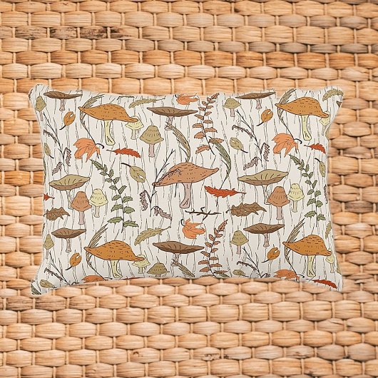 秋真菌と葉 – シームレスなパターン。 アクセントクッション