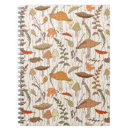 秋真菌と葉 – シームレスなパターン。 ノートブック