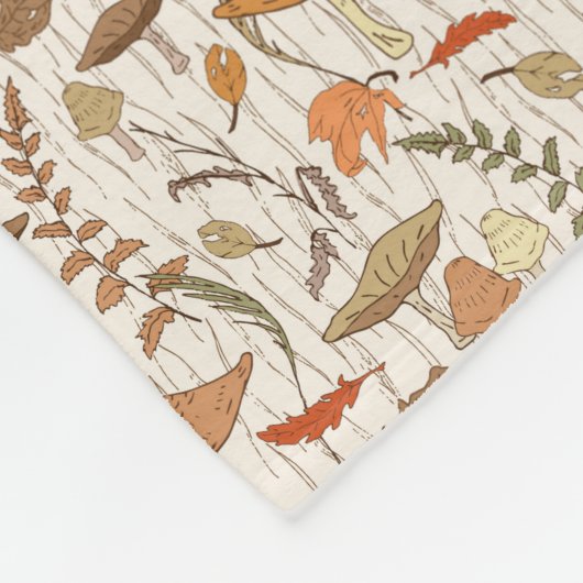 秋真菌と葉 – シームレスなパターン。 フリースブランケット (角)