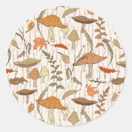 秋真菌と葉 – シームレスなパターン。 ラウンドシール