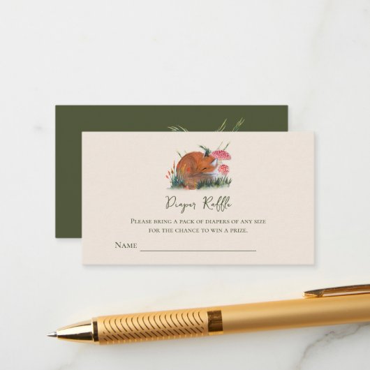 秋眠いキツネおむつラッフルチケットエンクロージャ エンクロージャーカード (正面/裏面インサイチュ)
