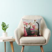 秋眠る黒猫ホットピンクの花 クッション (椅子)