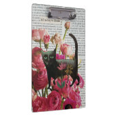 秋眠る黒猫ホットピンクの花 クリップボード (右)