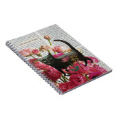 秋眠る黒猫ホットピンクの花 ノートブック (右側)