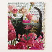 秋眠る黒猫ホットピンクの花 プランナー手帳 (裏面)