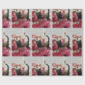 秋眠る黒猫ホットピンクの花 ラッピングペーパー (フラット)