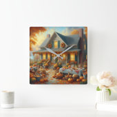 秋祝のチャーム スクエア壁時計 (ホーム)