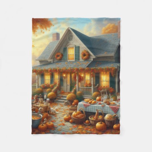 秋祝のチャーム フリースブランケット (正面)