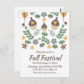 秋祭り 花飾り 葉っぱ クルミ ポストカード (正面/裏面)