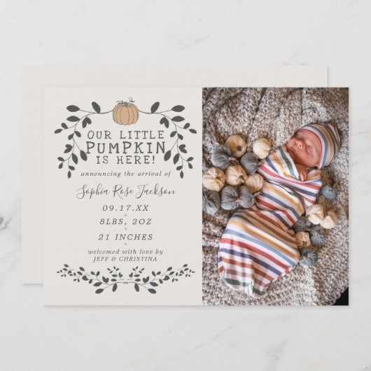 秋私たちのリトルカボチャ誕生ベビー発表 (正面/裏面)