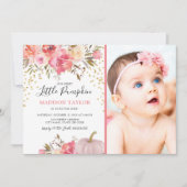 秋私たちのリトルカボチャ1st誕生日パーティー 招待状 (正面)