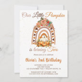秋私たちのリトルカボチャ2nd誕生日パーティー 招待状 (正面)