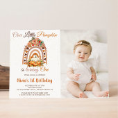 秋私たちの小さなカボチャ1st誕生日パーティー写真 招待状