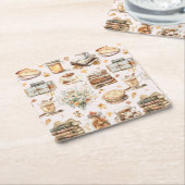 秋秋お気に入りののエッセンシャルテイスト スクエアペーパーコースター (アングル)