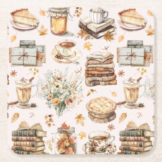 秋秋お気に入りののエッセンシャルテイスト スクエアペーパーコースター (正面)