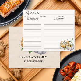 秋秋かぼちゃひまわり綿レシピカード