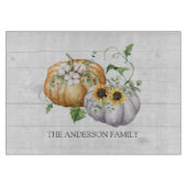 秋秋かぼちゃヒマワリと綿花 カッティングボード (正面)