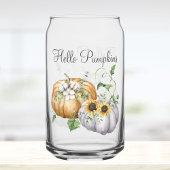 秋秋かぼちゃヒマワリと綿花 ガラス缶