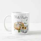 秋秋かぼちゃヒマワリと綿花 コーヒーマグカップ (左)