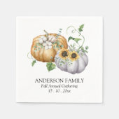 秋秋かぼちゃヒマワリと綿花 スタンダードカクテルナプキン (正面)