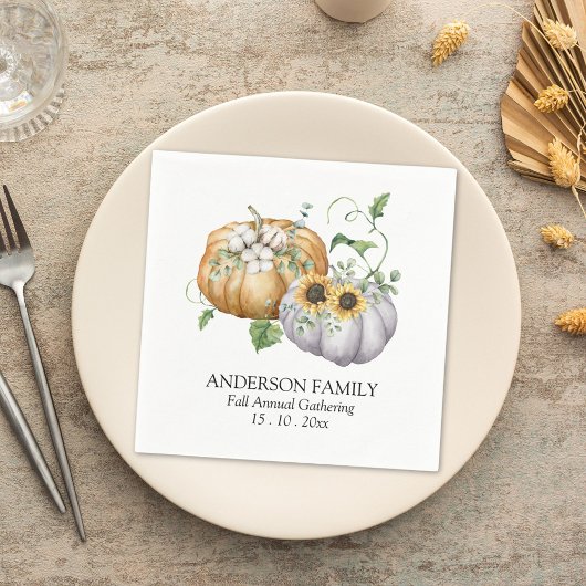 秋秋かぼちゃヒマワリと綿花 スタンダードカクテルナプキン